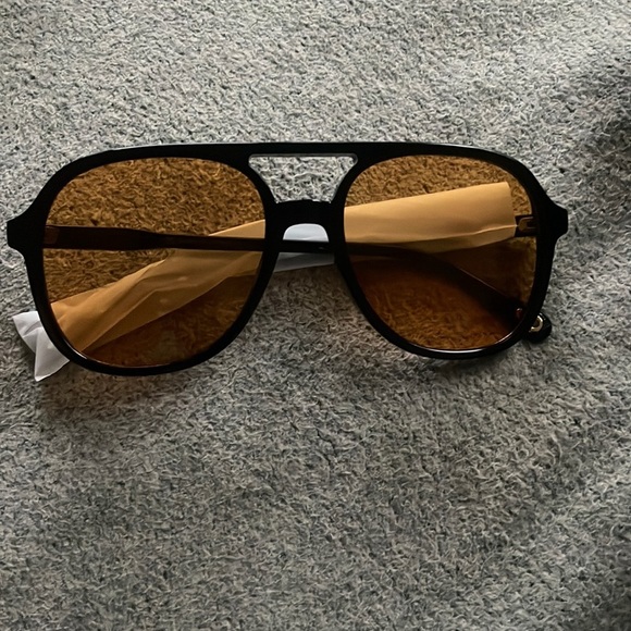 - - BLACK VINTAGE RETRO 70S ORANGE TINTED AVIATOR SUNGLASSES *NEW ARRIVAL 2 - Picture 7 of 9